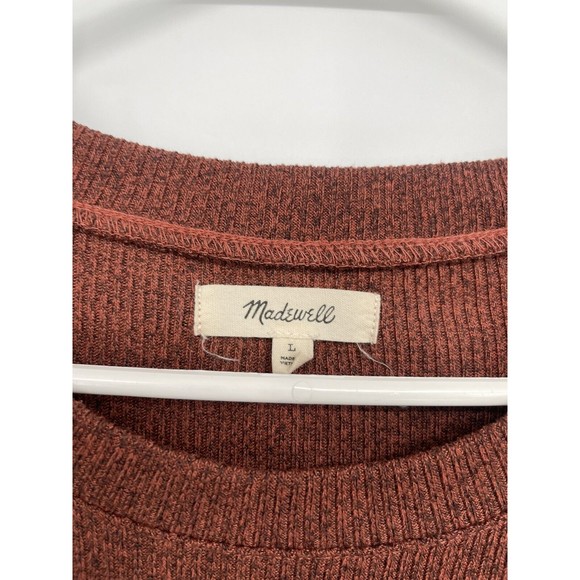MADEWELL WOMEN'S HEATHER RUSTY SHORT SLEEVE RIBBED POCKET TEE MIDI DRESS Sz L - Picture 3 of 8